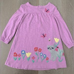 Mini Boden Cat Appliqué Dress Sz 3 - 4Y
